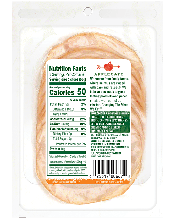Products Deli Meat Organic Oven Roasted Chicken Breast Applegate